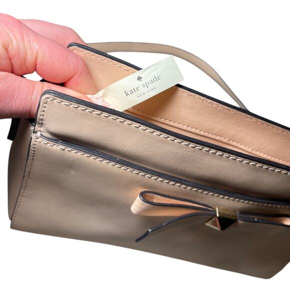 Kate Spade Hancock Park Angelica Bow Leather Crossbody Bag Warm Vellum Pink - Picture 4 of 7